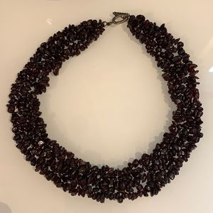 Burgundy dark red coral style statement necklace